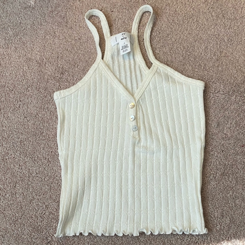 Cropped White Tank Top